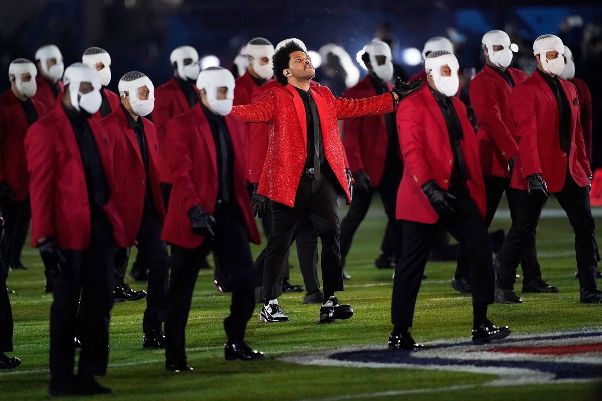 The Weeknd performs during the halftime show of the NFL Super Bowl 