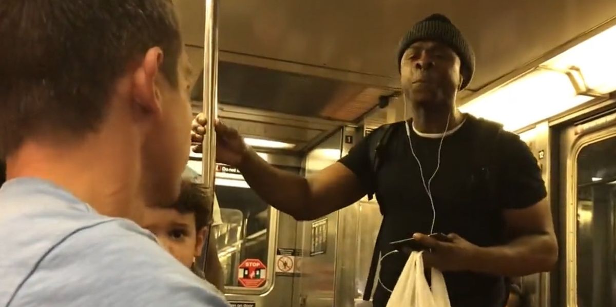NextImg:Twitter erupts in response to video of racist berating a white family on the subway