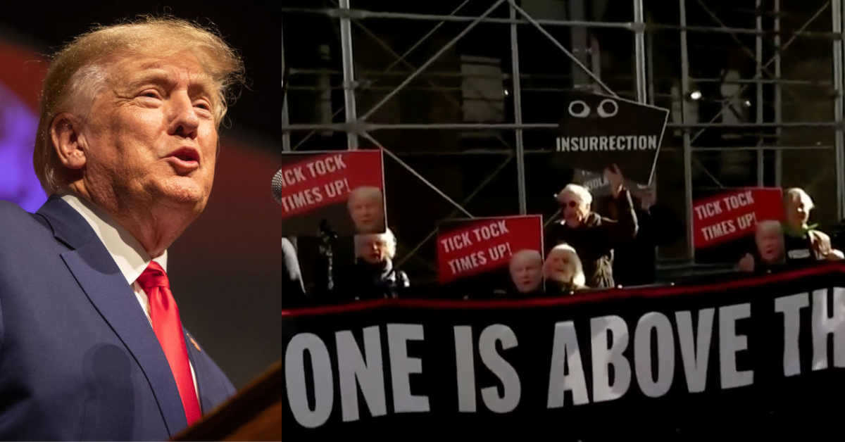 Donald Trump; A group of anti-Trump protesters gathered outside Trump Tower