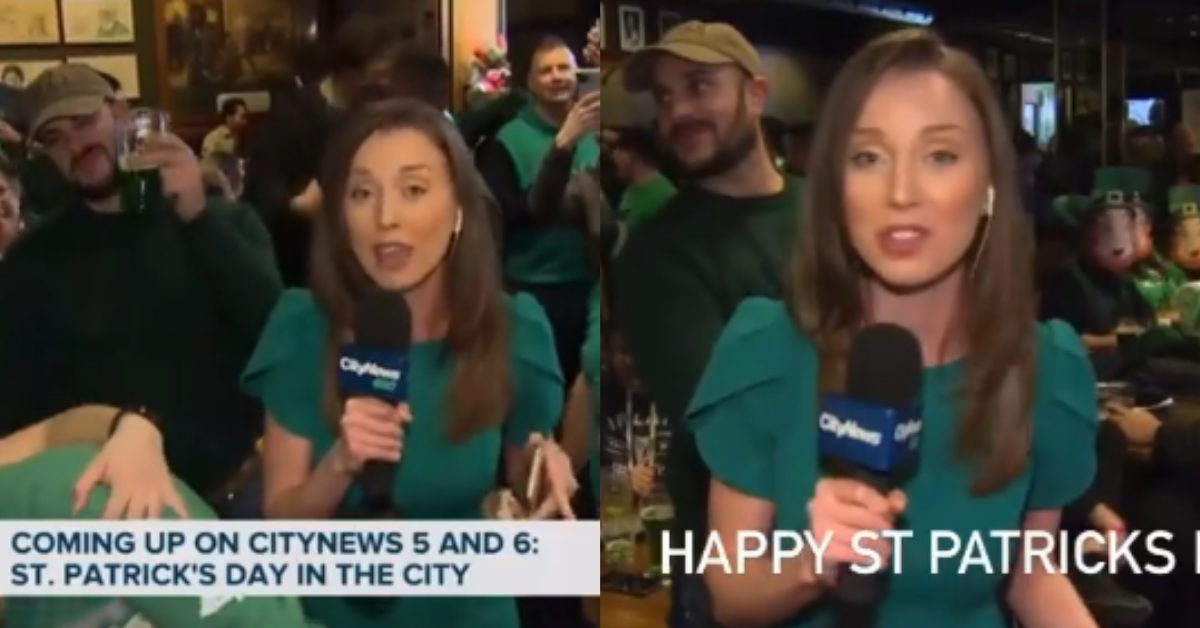 Michelle Mackey reporting on St. Patrick's Day for CityNews Toronto