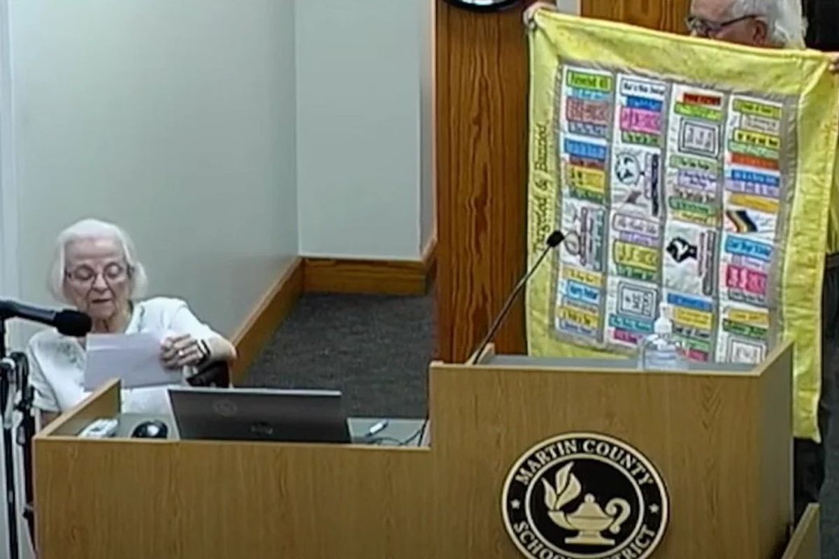 100 Year Old Lady At Florida School Board Better Patriot Than All Book Banners Put Together