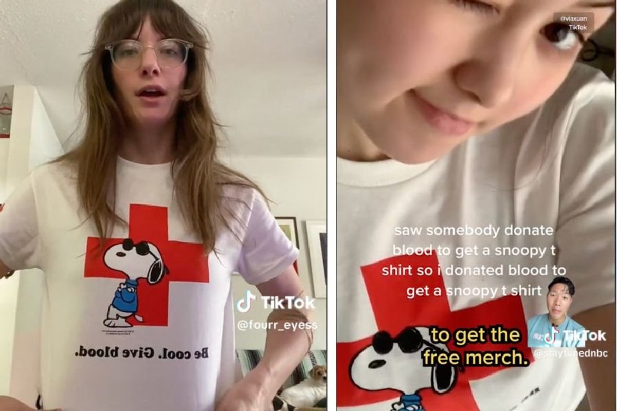 snoopy red cross, blood donations, snoopy shirt