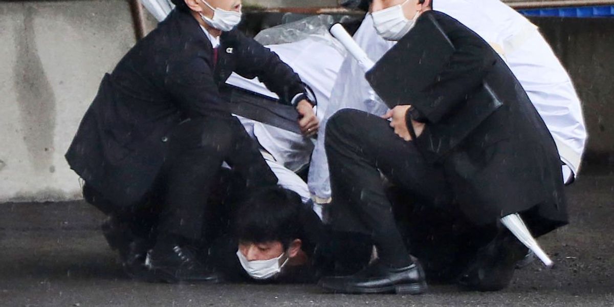 NextImg:Assassination attempt on Japanese prime minister thwarted by bodyguards after would-be assassin throws pipe bomb