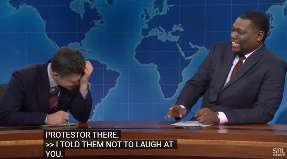 Michael Che played a hilarious April Fool's prank on Colin Jost and they couldn't keep it together