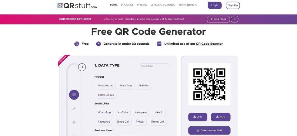 a screen shot of QRStuff