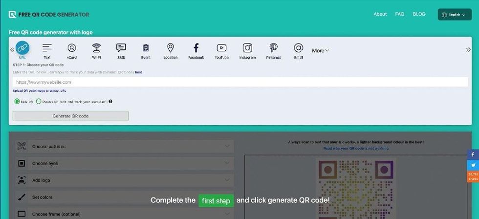  a screenshot of Free QR Code Generator site