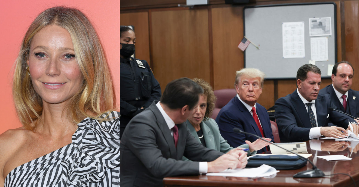Gwyneth Paltrow; Donald Trump during his arraignment
