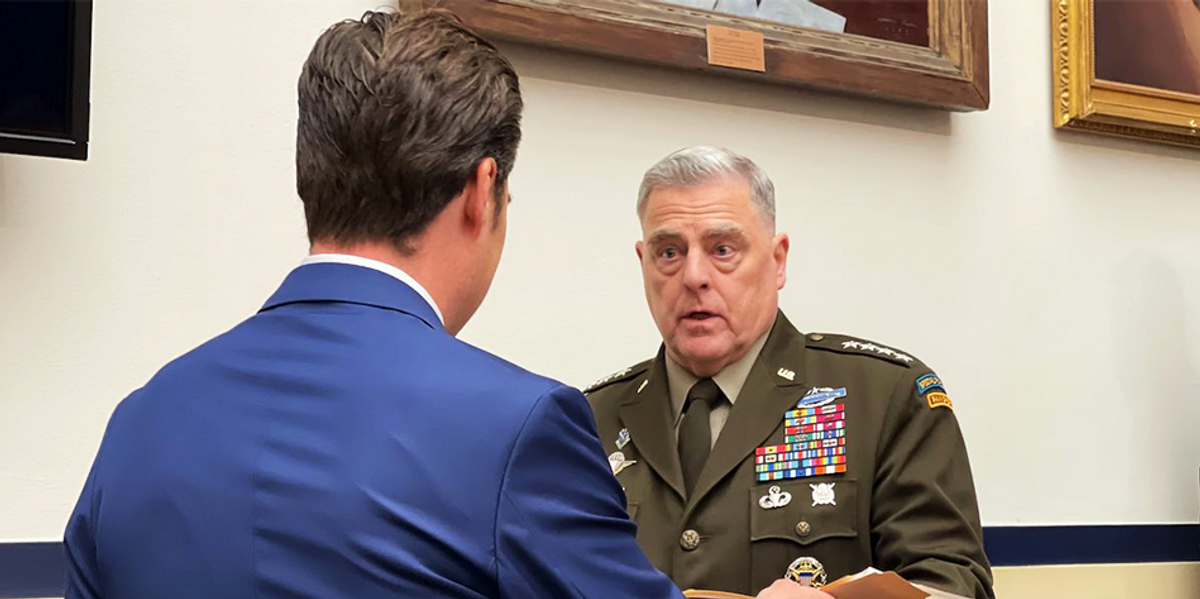 NextImg:Matt Gaetz personally confronts Gen. Milley with evidence of drag queen events on military bases after Milley said he was 'unaware' of them