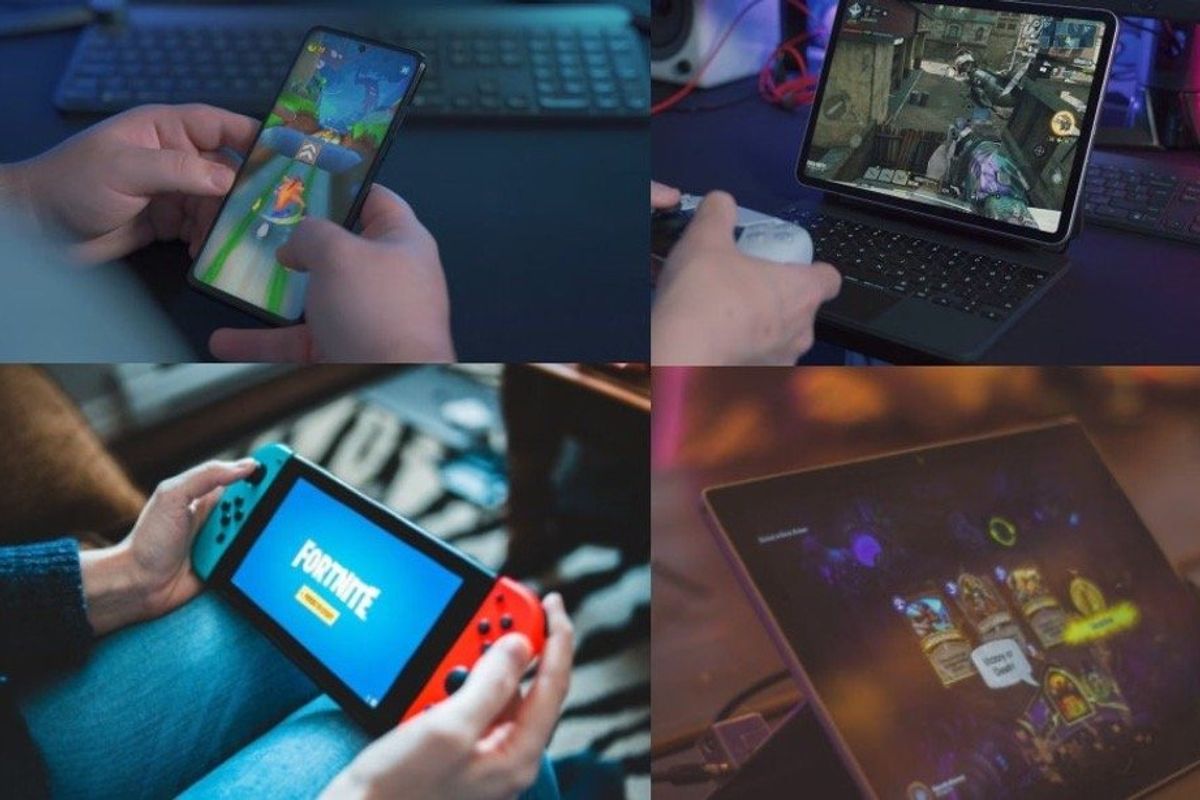 a photo of gaming gadgets to take on a plane