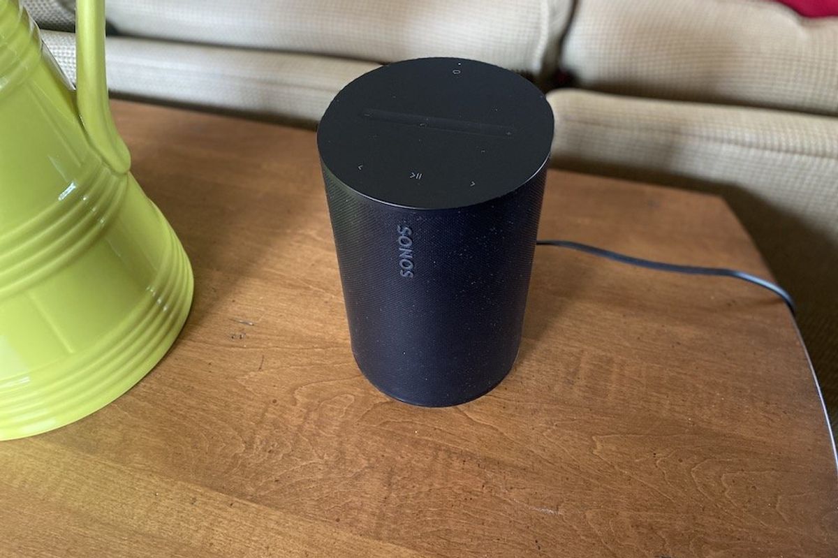 a photo of Sonos Era 100 Smart Speaker on a table