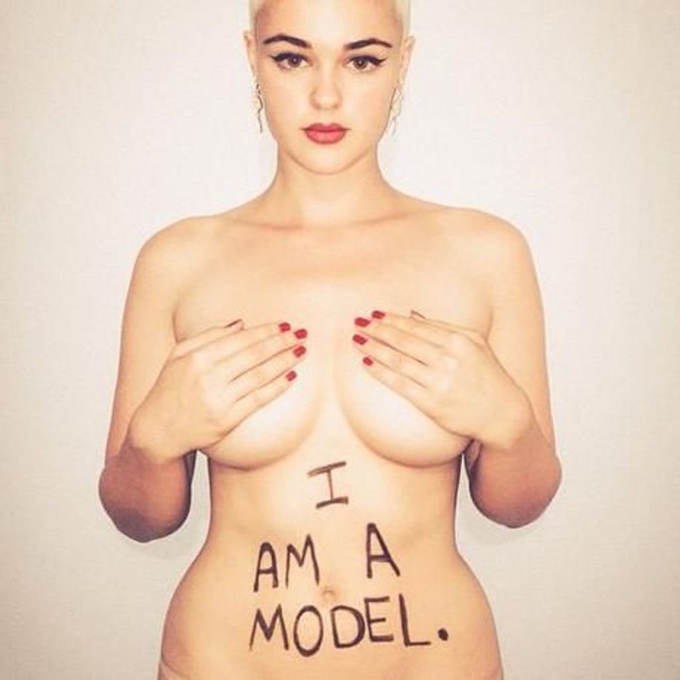 image of model Stefania Ferrario with the words "i am a model." 