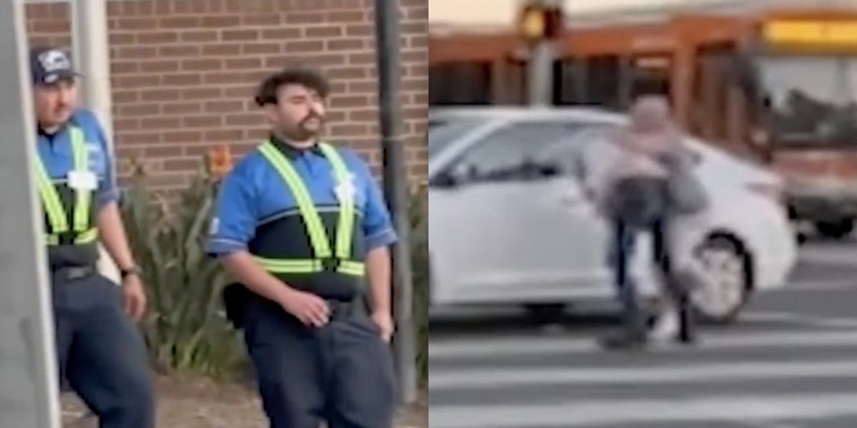 NextImg:Video: Fight erupts right in front of city 'security ambassadors' — who stand on sidewalk and watch it go down