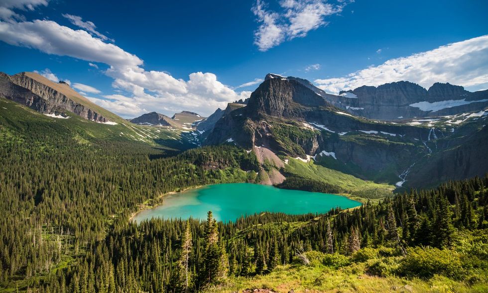 a photo of Grinnel Lake in Glacier National Park, Montana: