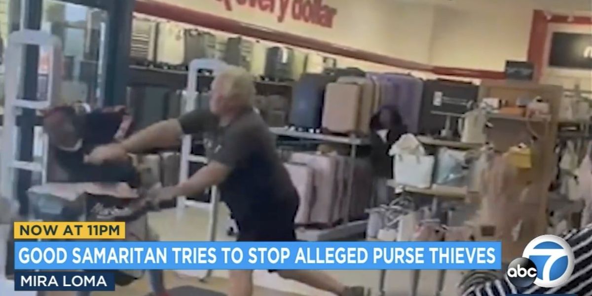 NextImg:Video: Good Samaritan is all done playing, brutally throws apparent shoplifter into security gate after physical struggle over bags