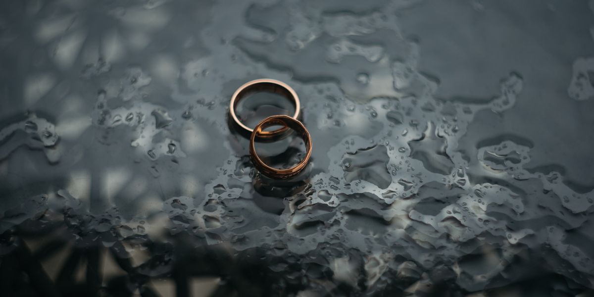 two wedding rings in the water