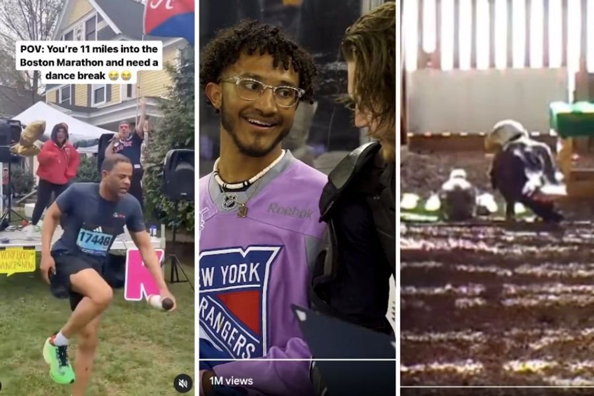 marathoner dancing, Jacob Trouba meeting fan, bald eagle and eaglet
