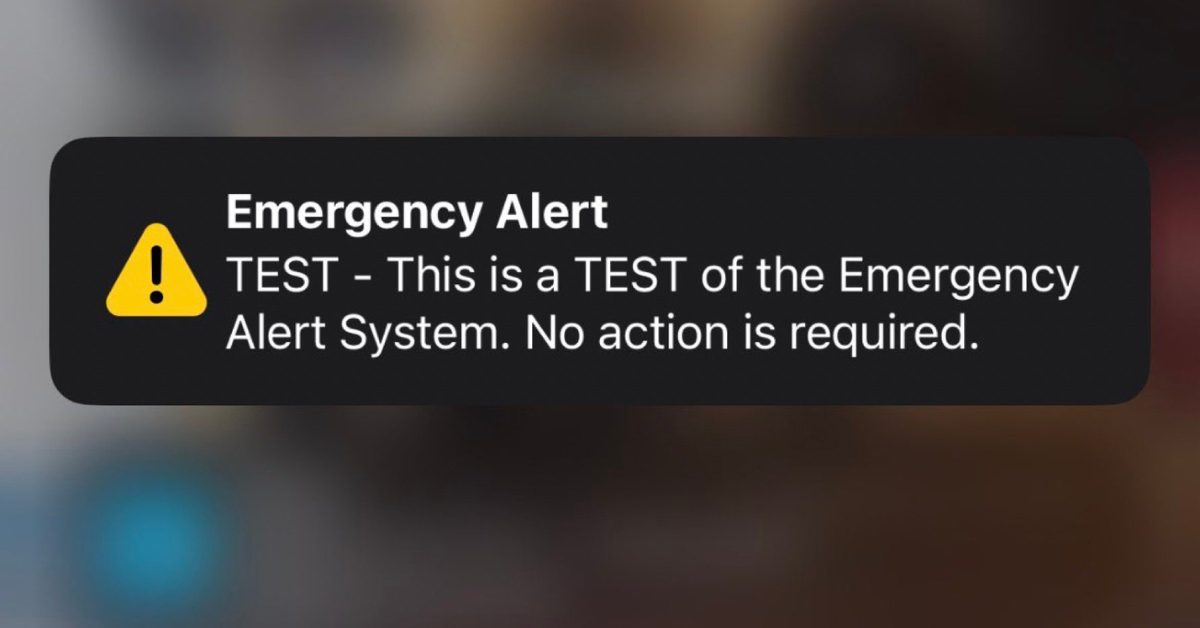 Screenshot of emergency alert on phone