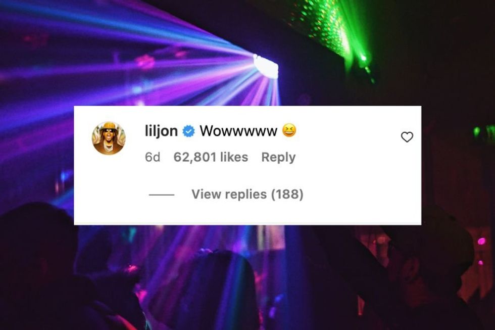 Screenshot of Lil Jon's comment that reads "Wowwwww" with a laughing face