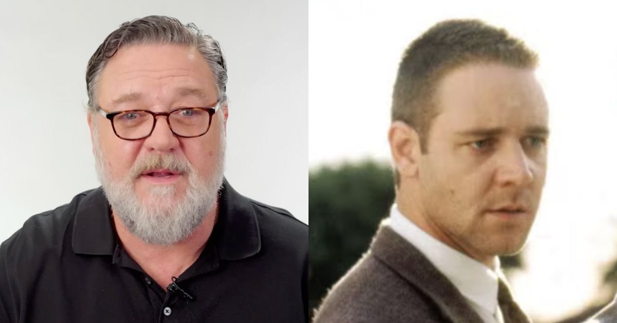 Russell Crowe from "Vanity Fair" interview; Crowe in "L.A. Confidential"