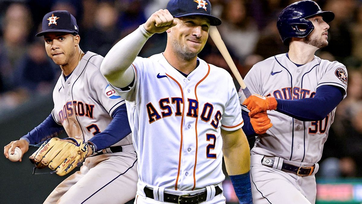 Astros Jeremy Pena, Alex Bregman, Kyle Tucker