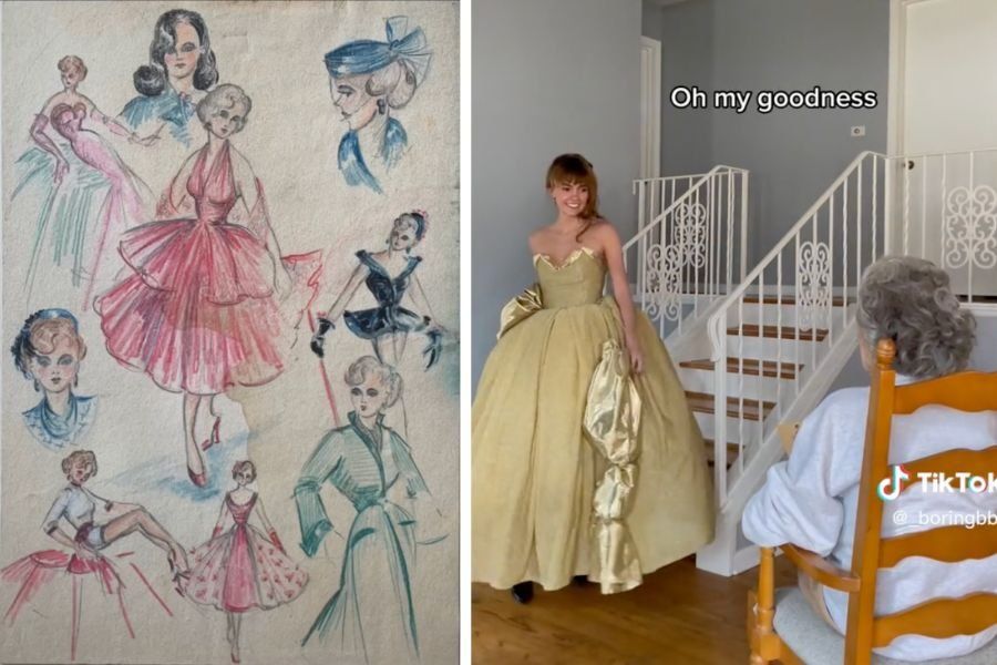 Woman recreates her grandmas dress designs from the photo photo