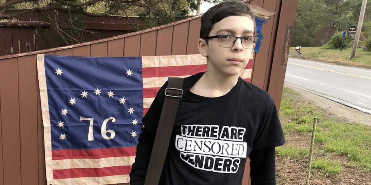 NextImg:Defiant 7th-grader sent home for 'There Are Only Two Genders' T-shirt wears it to school again — with 'censored' on it. He's told to remove shirt; now he's suing.