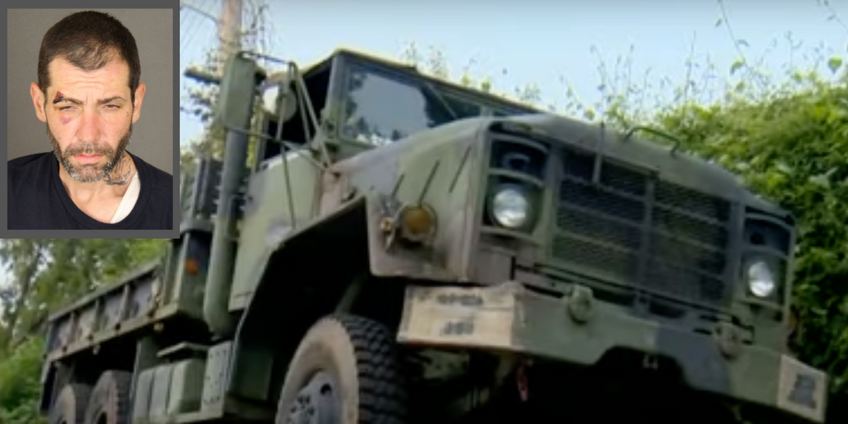 NextImg:Report: Man stole 5-ton military truck, led police on chase the same day he was released from jail