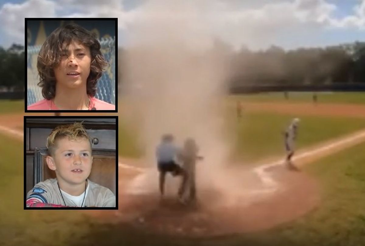 Teen umpire rescues 7-year-old catcher from freak dust devil at home plate: ‘You saved his life!’ Teen umpire rescues 7-year-old catcher from freak dust devil at home plate: ‘You saved his life!’