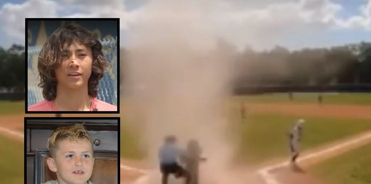Teen umpire rescues 7-year-old catcher from freak dust devil at home plate: ‘You saved his life!’