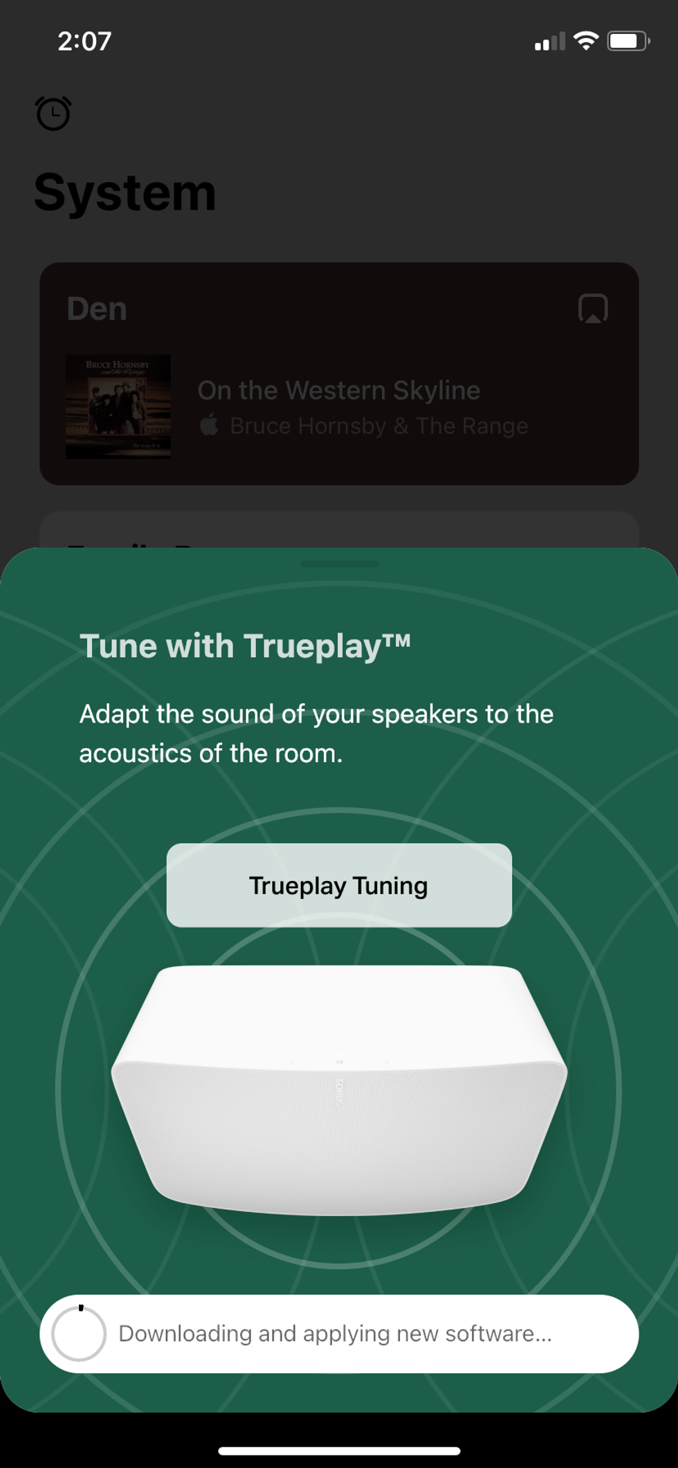 a screenshot of Tune to Trudplay feature in Sonos app