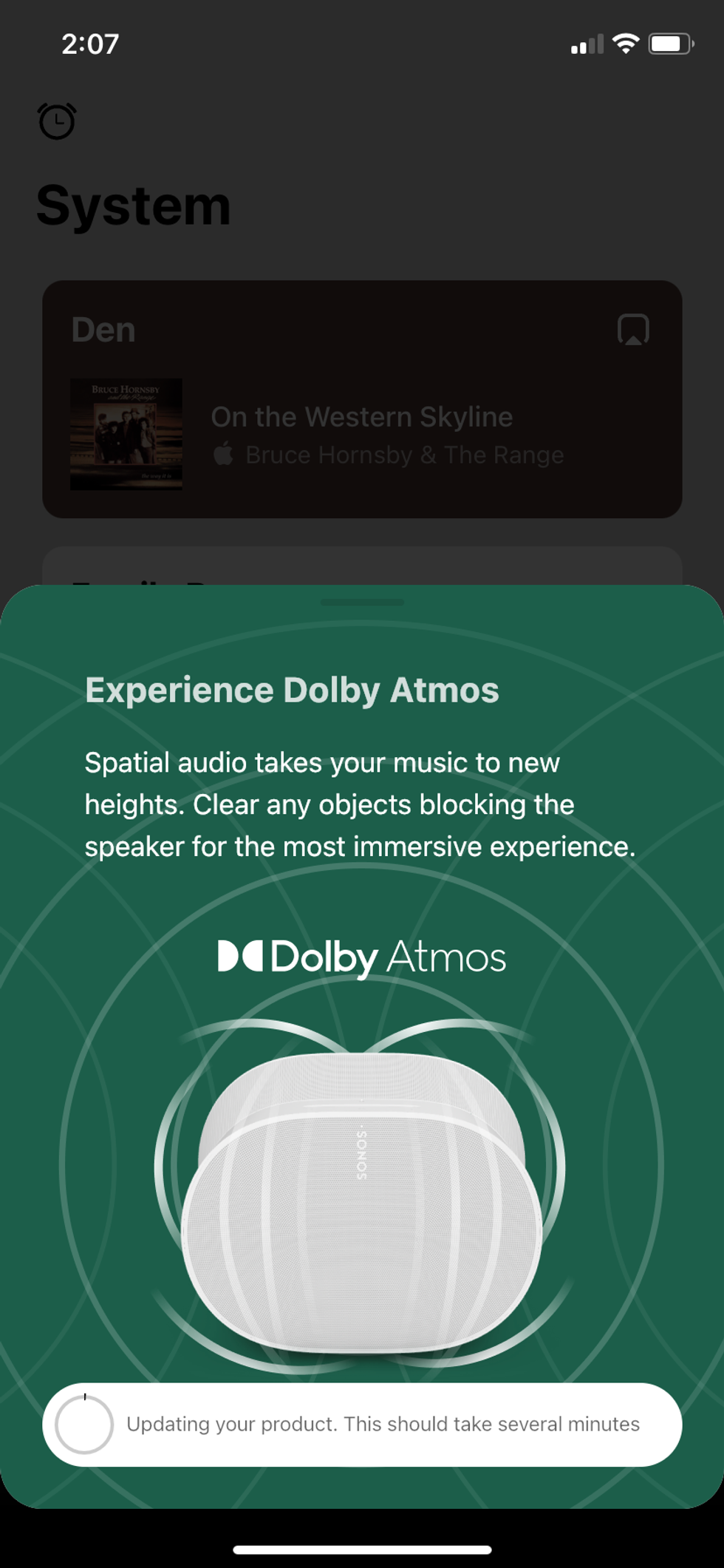 a screenshot of sonos app explaiining spatial audio