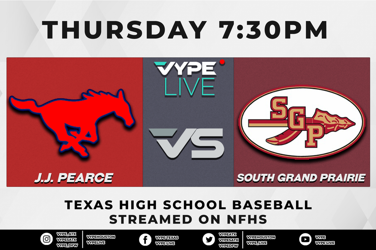 7:30PM - NFHS | 6A Baseball Bi-district, Game 1: J.J. Pearce vs. South Grand Prairie