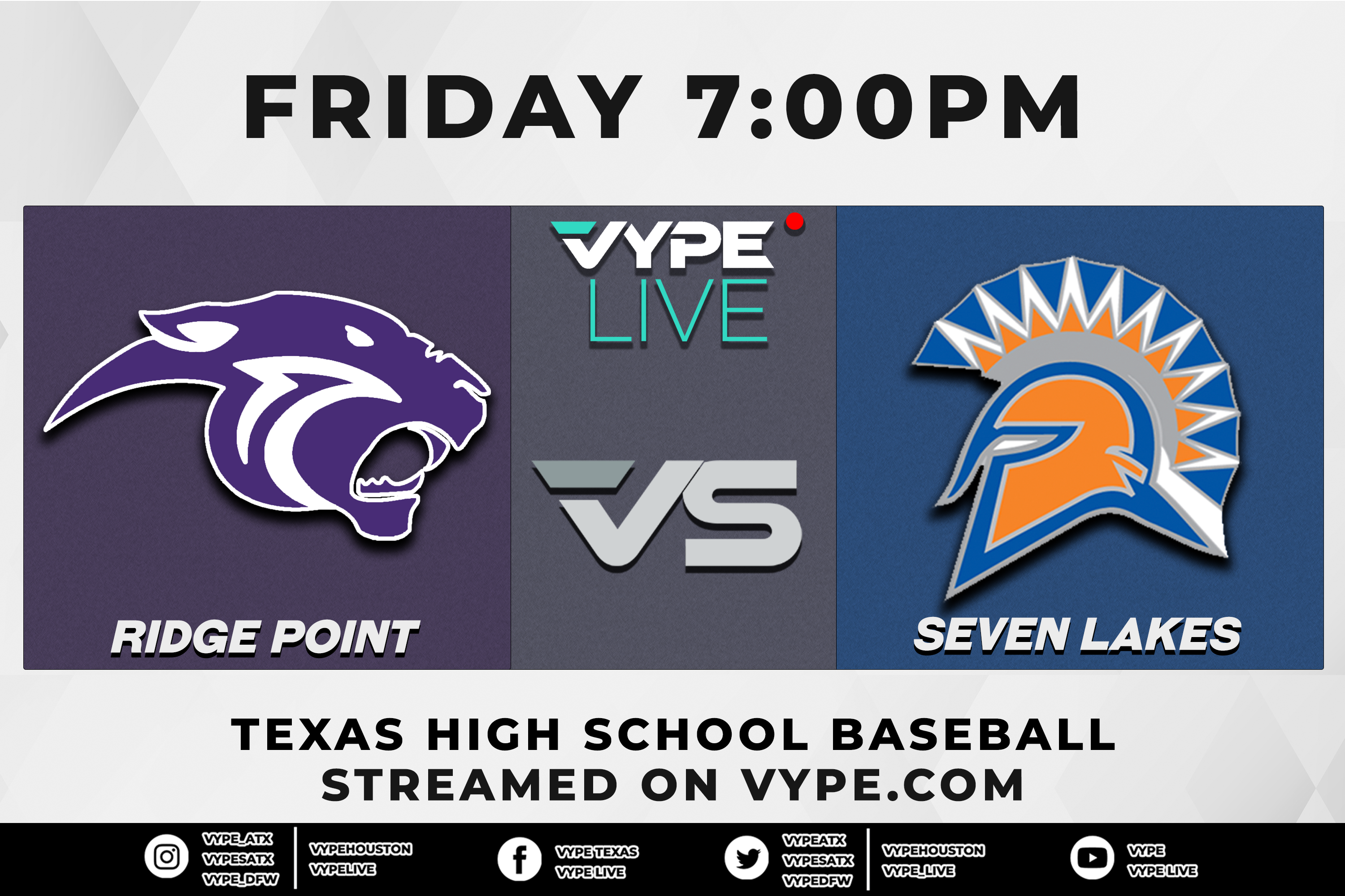 7PM - 6A Baseball Bi-district, Game 2: Ridge Point vs. Seven Lakes