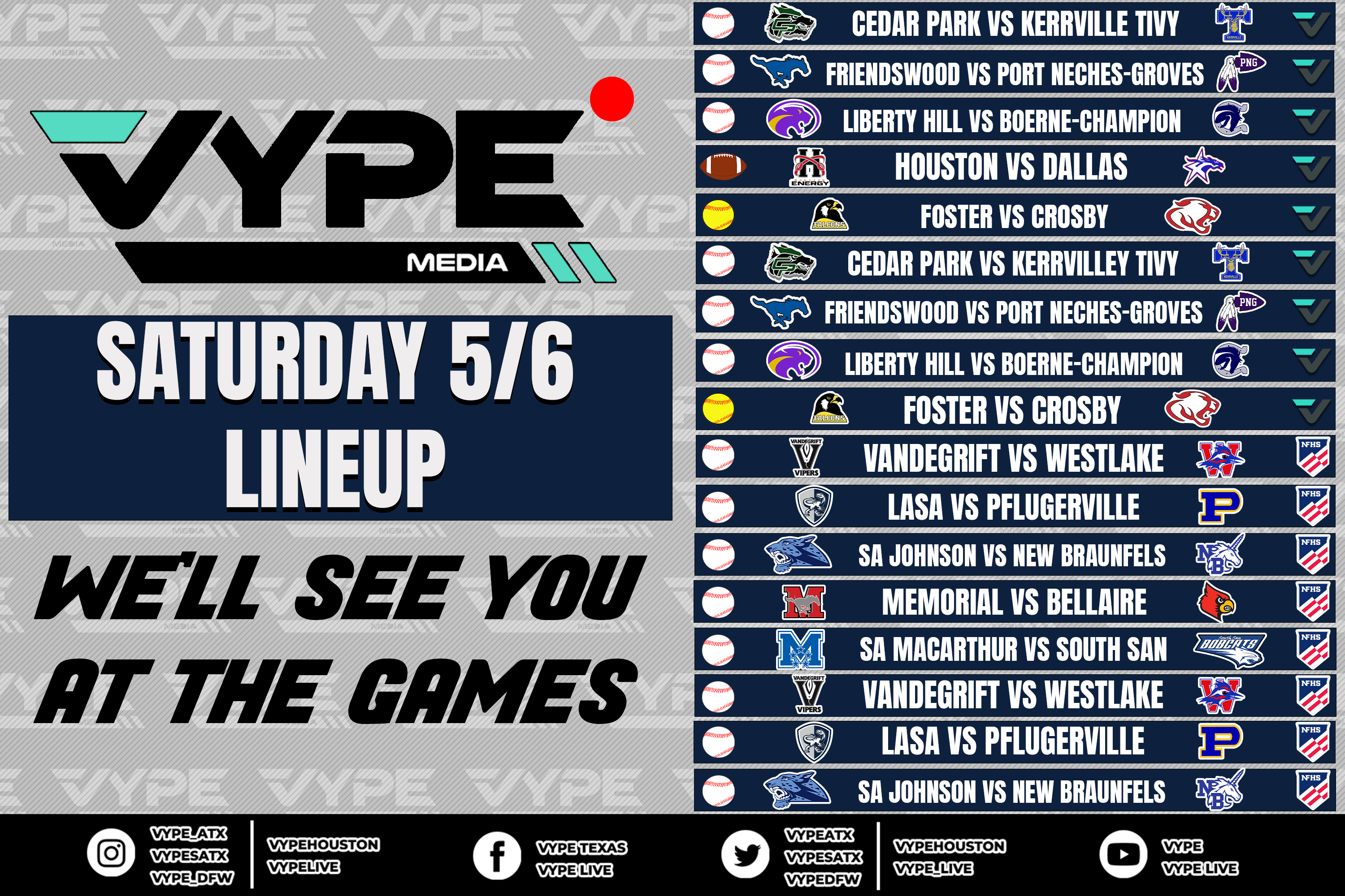 VYPE Live Lineup - Saturday 5/6/23