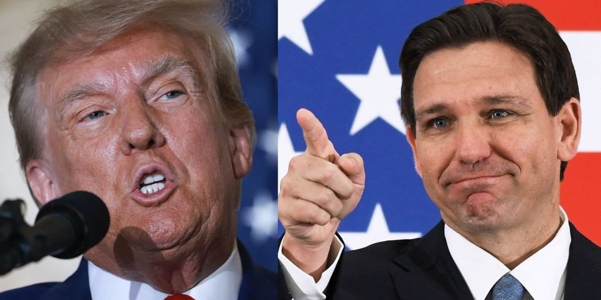 NextImg:Trump responds to DeSantis 2024 announcement with mocking videos on Truth Social: 'My Red Button is bigger'