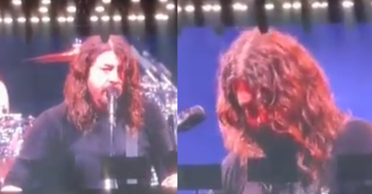 Split screen shots of Dave Grohl at Foo Fighters’ concert