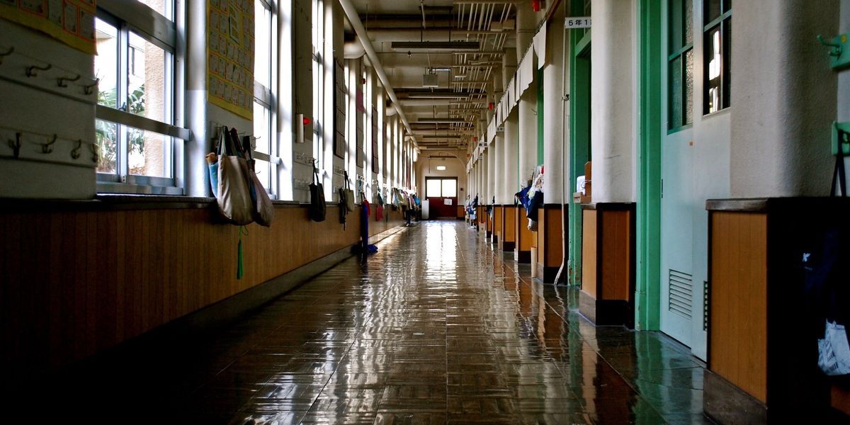 empty school hallway