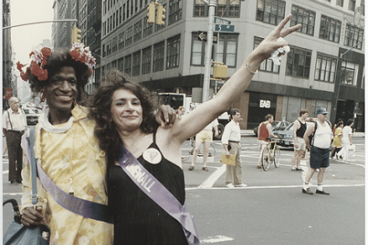 A photograph of Marsha P. Johnson and Sylvia Rivera at a march