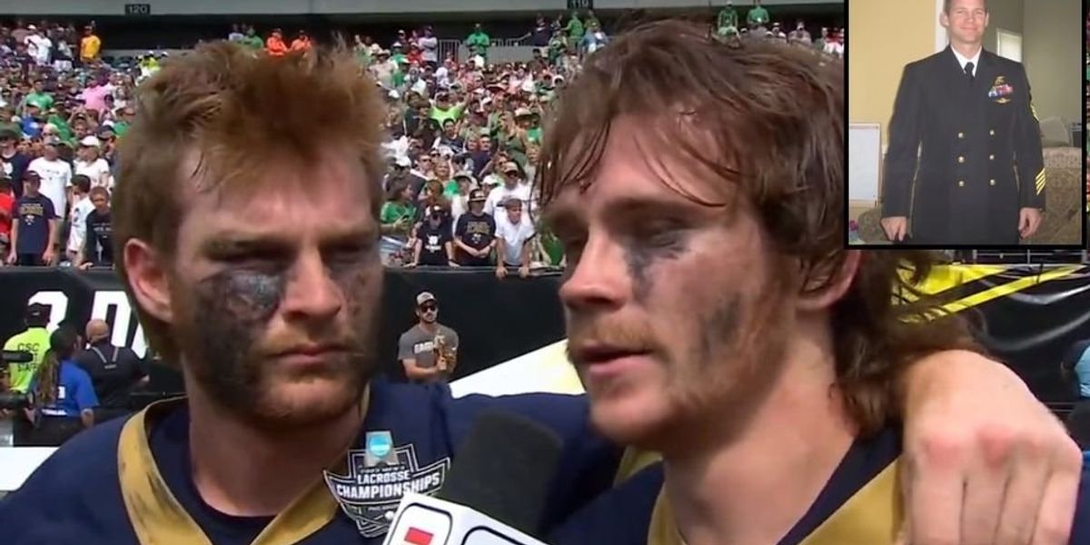 'A soldier who took about 20 bullet shots ... and still got up and killed 2 of his enemies': College lacrosse champion praises late Iraq war veteran during moving, post-game victory speech on Memorial Day