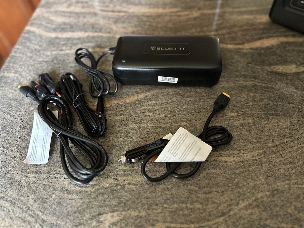 a photo of Charging cords that come with BLUETTI EB55 Portable Power Station
