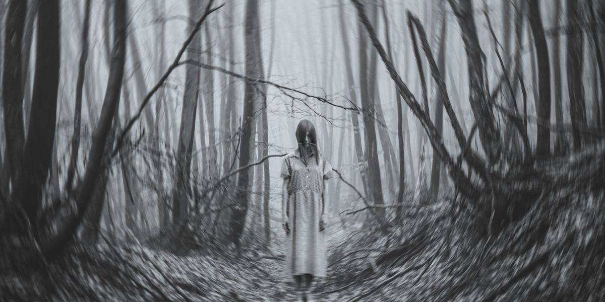 Girl lurking in a forest