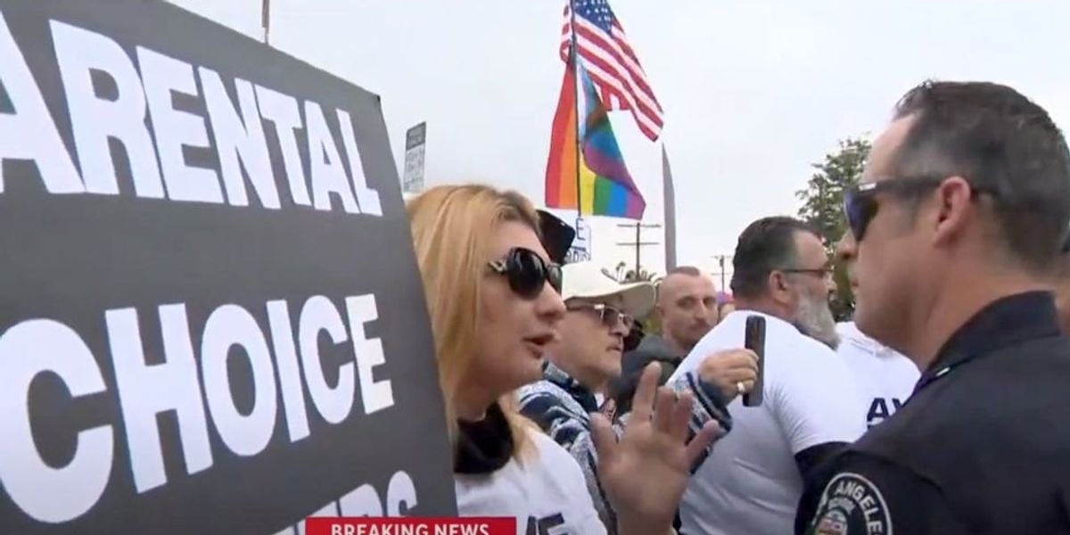 NextImg:Parents clash with LGBTQ activists outside California elementary school over Pride Day rally
