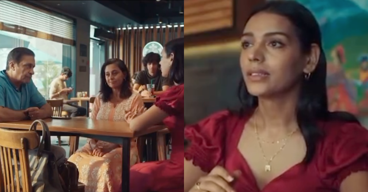 YouTube screenshots from Starbucks India's ad featuring a transgender woman