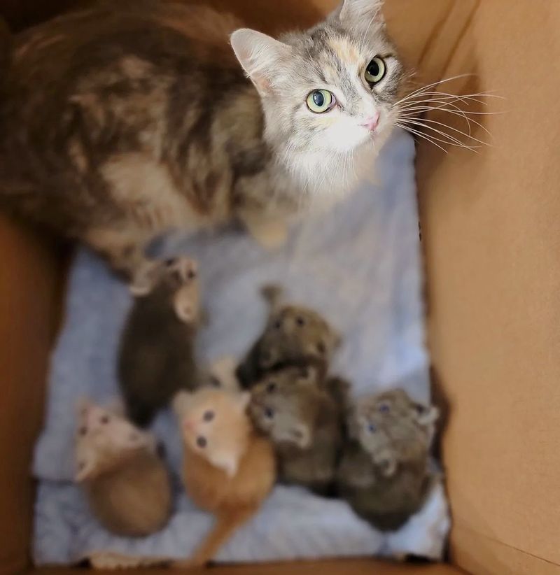 cat mom kittens