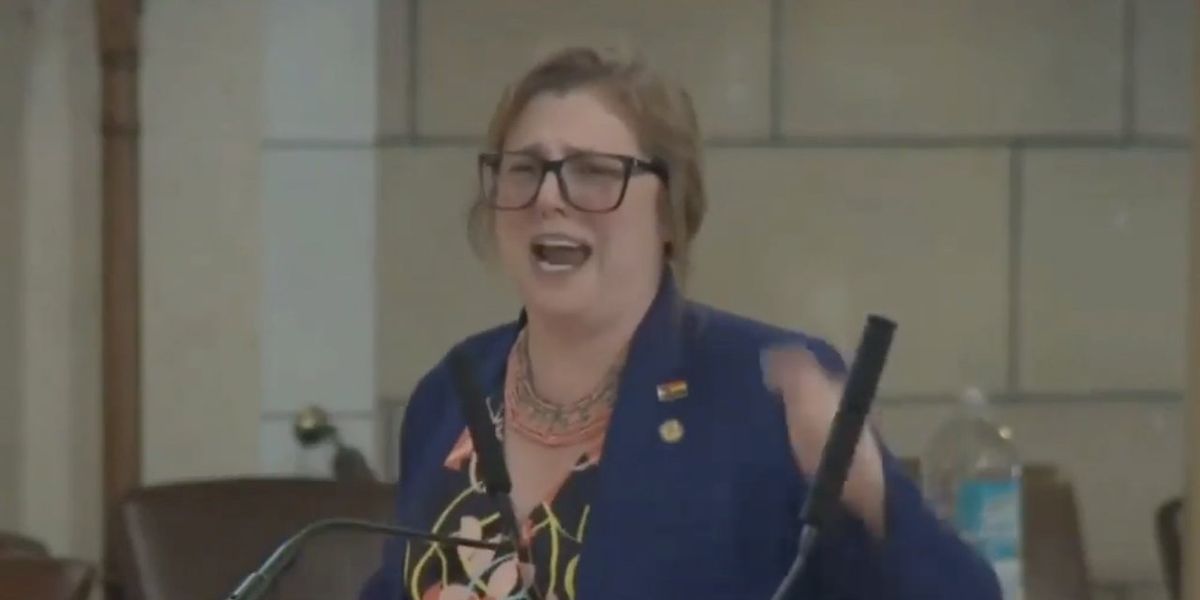 NextImg:Left-wing lawmaker loses it, spews furious, pro-trans chant amid legislative session: 'Trans people belong here! We need trans people! We love trans people!'