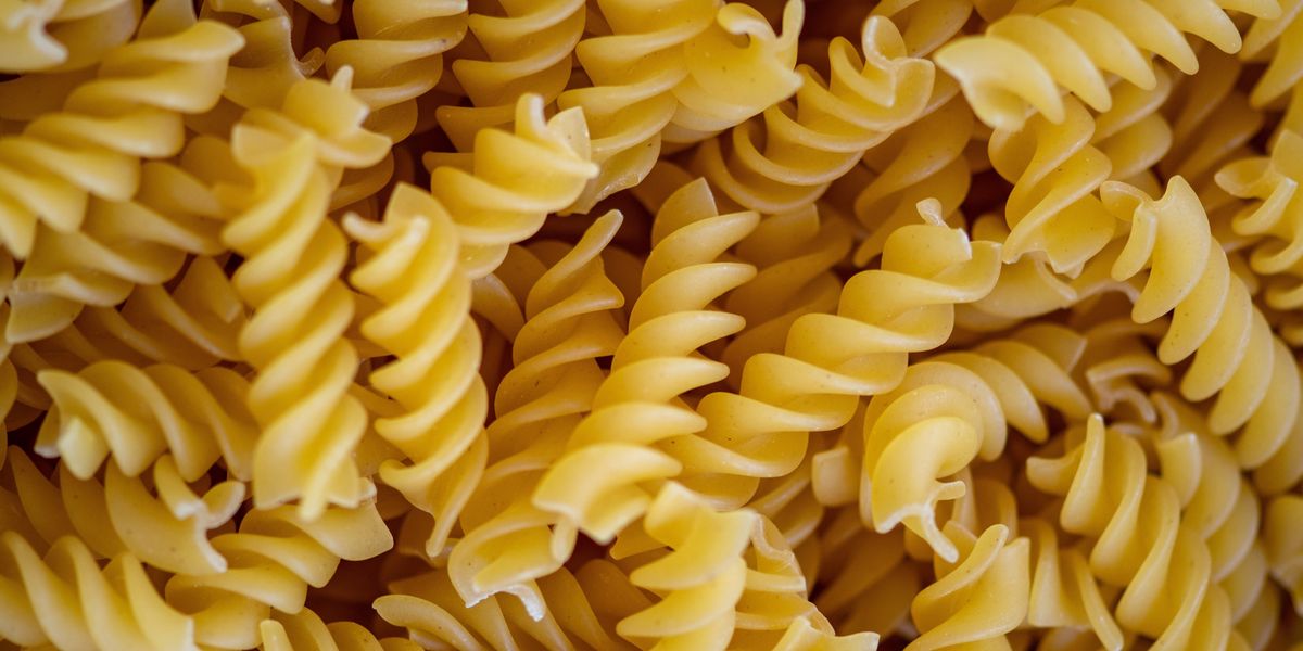 Freshly cooked rotini pasta noodles