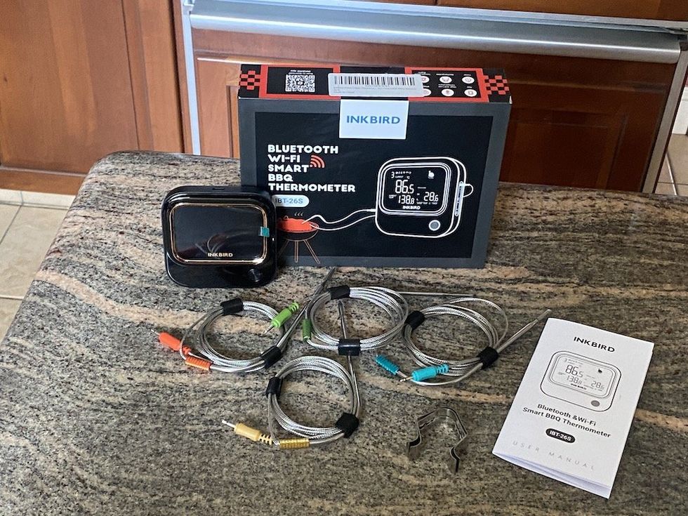 a photo of INKBIRD Bluetooth Wifi Smart BBQ Thermometer unboxed.