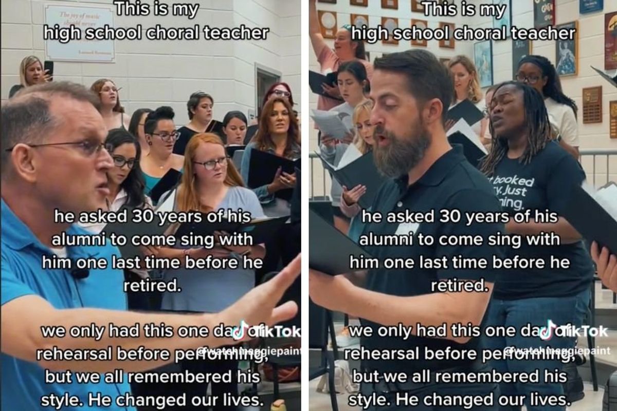 wholesome videos; heartwarming videos; retiring teacher; choir teacher
