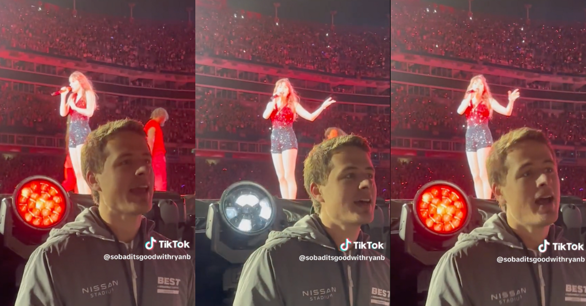 TikTok screenshots of security guard and Taylor Swift