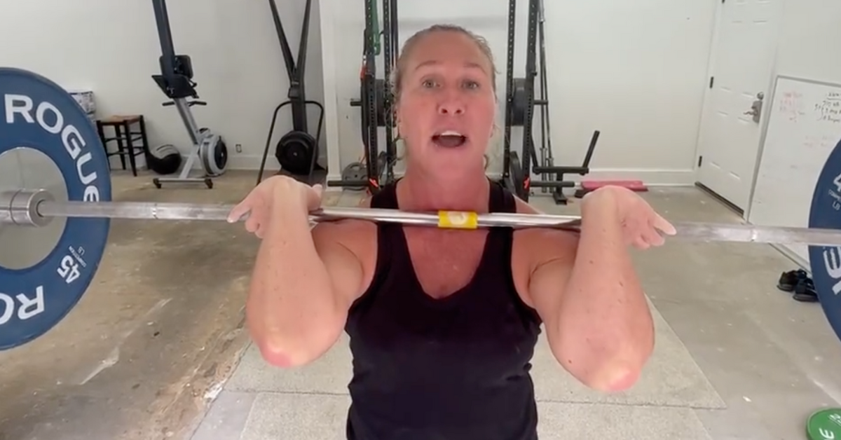 Twitter screenshot of Marjorie Taylor Greene from her workout video